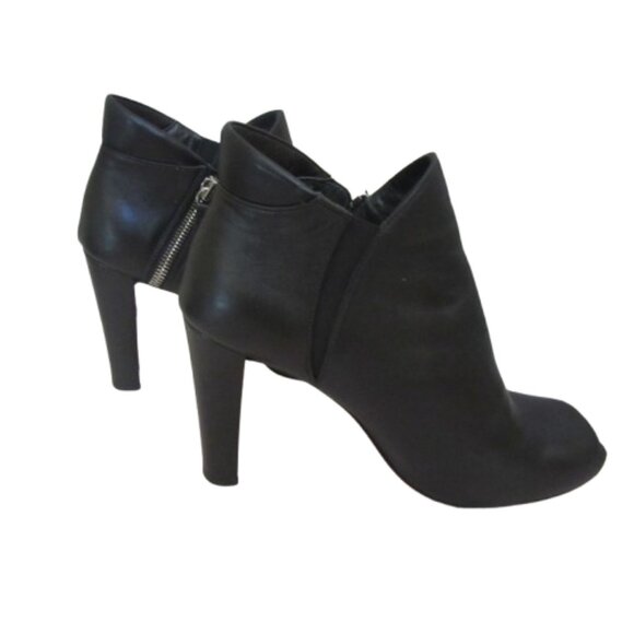 Stuart Weitzman Black Soft Leather Peep Toe Ankle Booties W/Side Zipper Size 7M - Picture 2 of 7